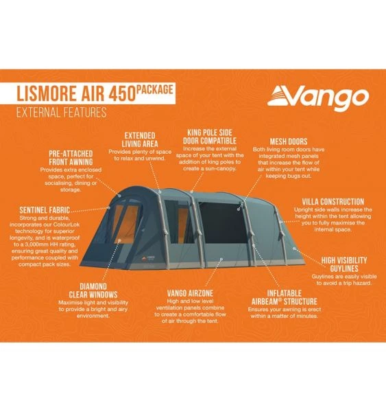 Vango Lismore Air 450 Airbeam Tent 2023 (Incl. Footprint) - Image 3
