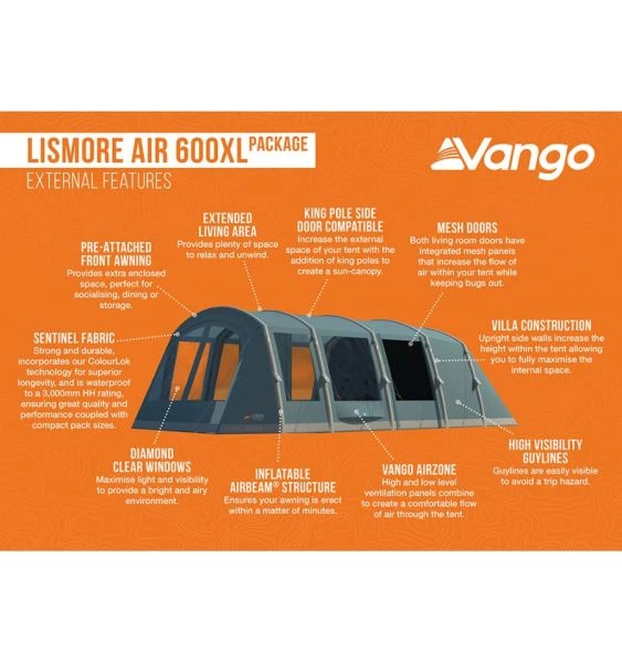 Vango Lismore Air 600XL Airbeam Tent 2023 (Incl. Footprint) - Image 3