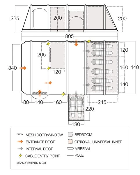 Vango Tahiti Air 850XL Airbeam Tent 2023 - Image 2