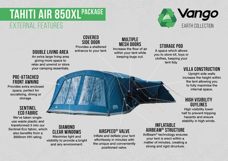 Vango Tahiti Air 850XL Airbeam Tent 2023 - Image 3